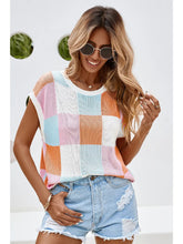 Load image into Gallery viewer, Color Block Cap Sleeve Sweater
